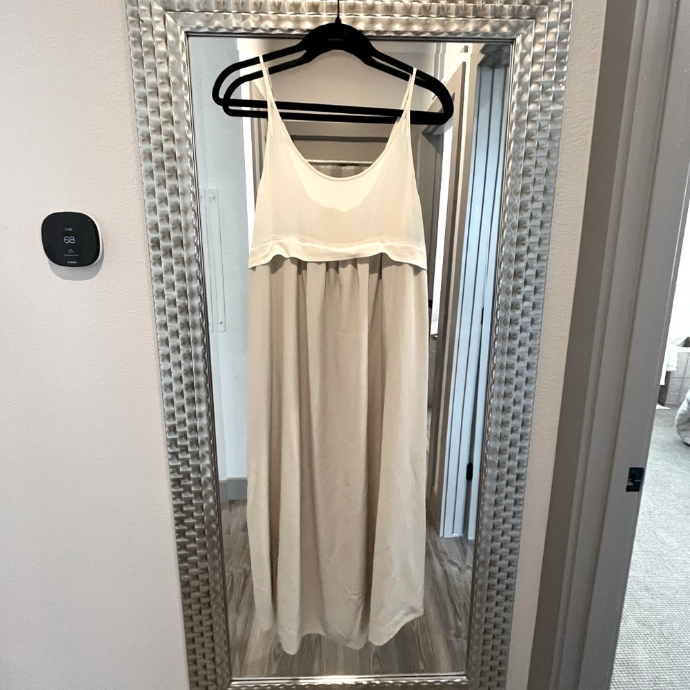 Wilfred light gray & tan maxi dress